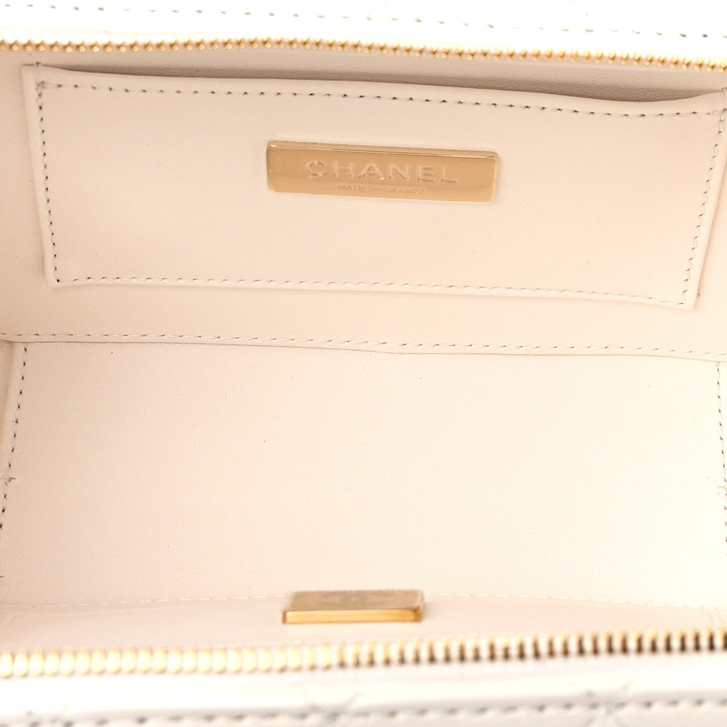 Lambskin Quilted Coco Click Bag White