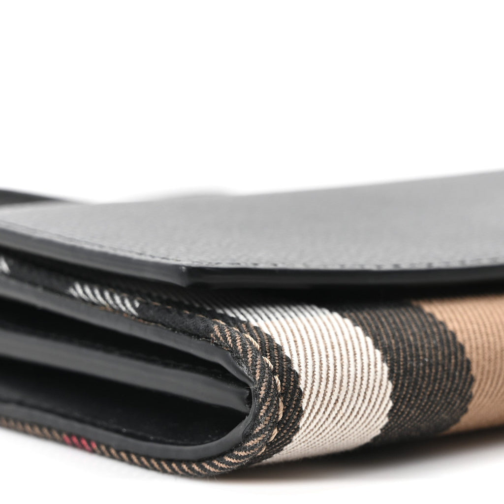 Grainy Calfskin House Check Henley Wallet On Chain Black
