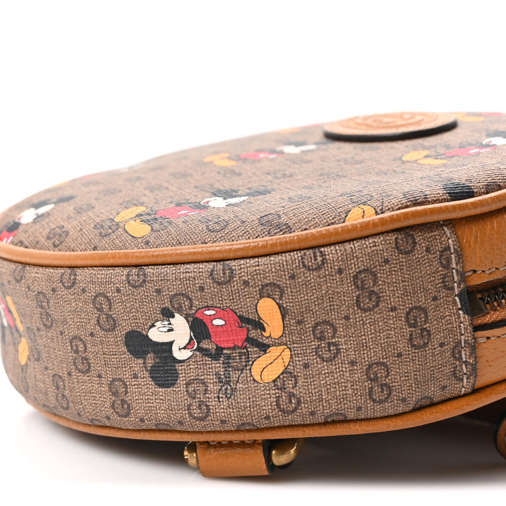 Mini Vintage GG Supreme Monogram Mickey Mouse Round Backpack Beige Vintage Sun Oil