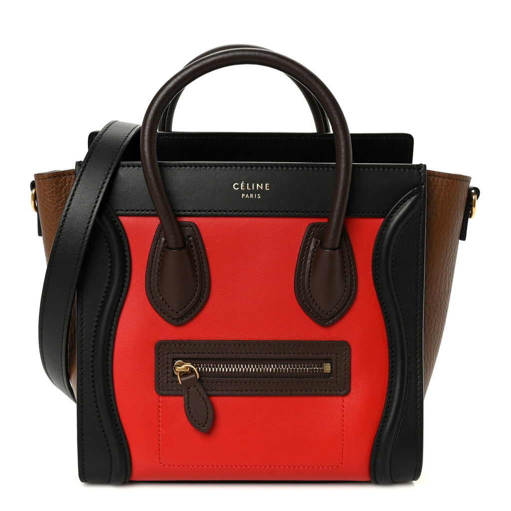 Smooth Calfskin Bullhide Nano Tri-Color Luggage Bright Red