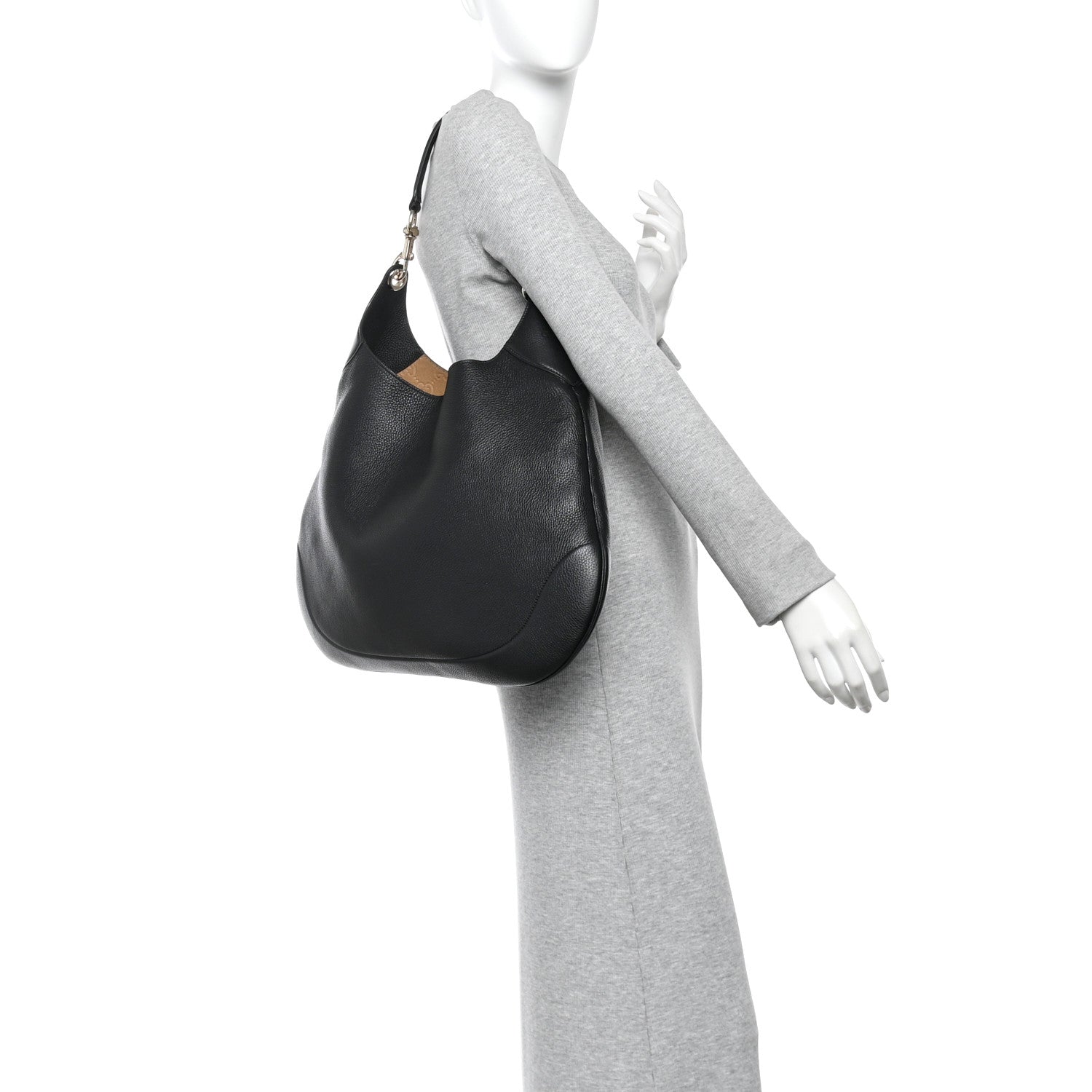 Soft Grained Calfskin Maxi B Hobo Black