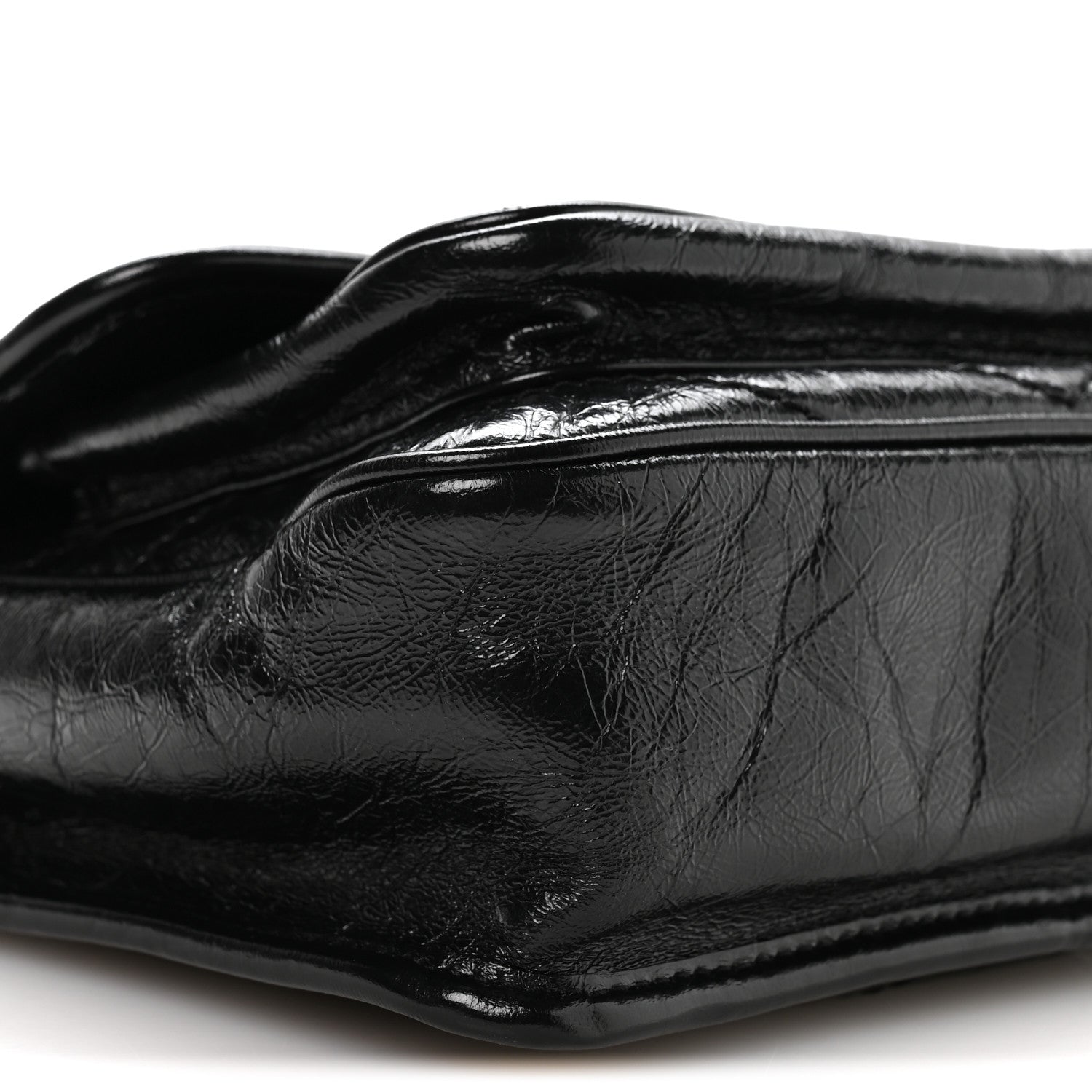 Crinkled Calfskin Matelasse Monogram Baby Niki Chain Satchel Black