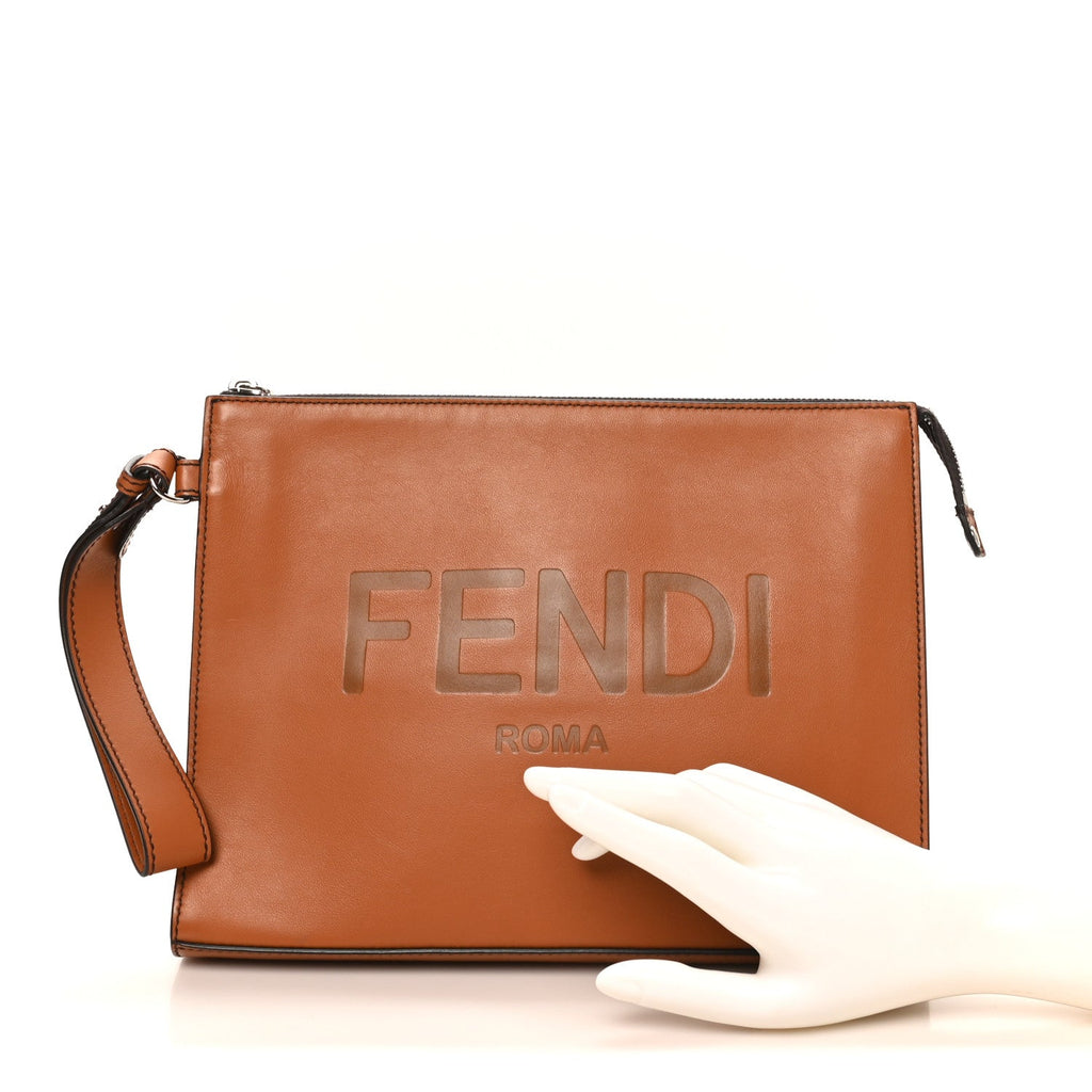 Vitello Grace Light Logo Clutch Bag Brandy