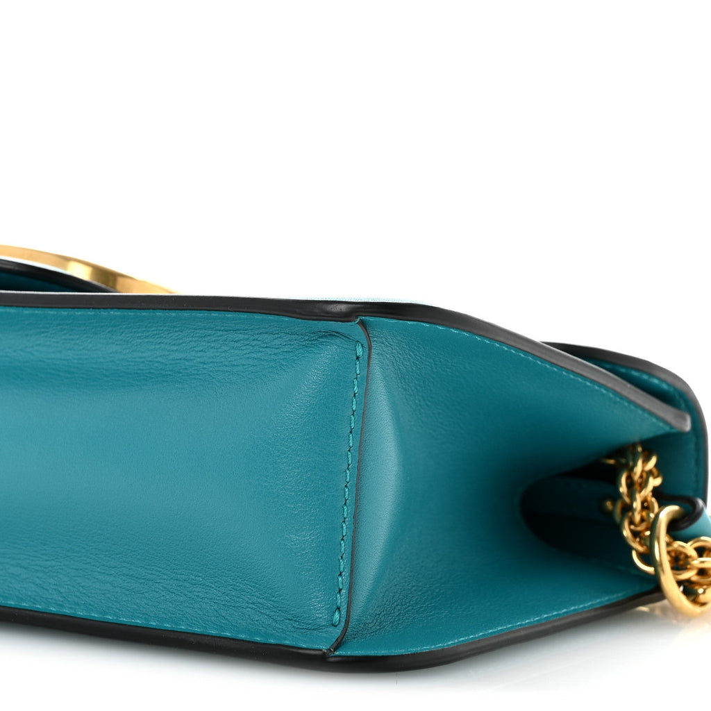 Calfskin Vlogo Loco Shoulder Bag Marine Green