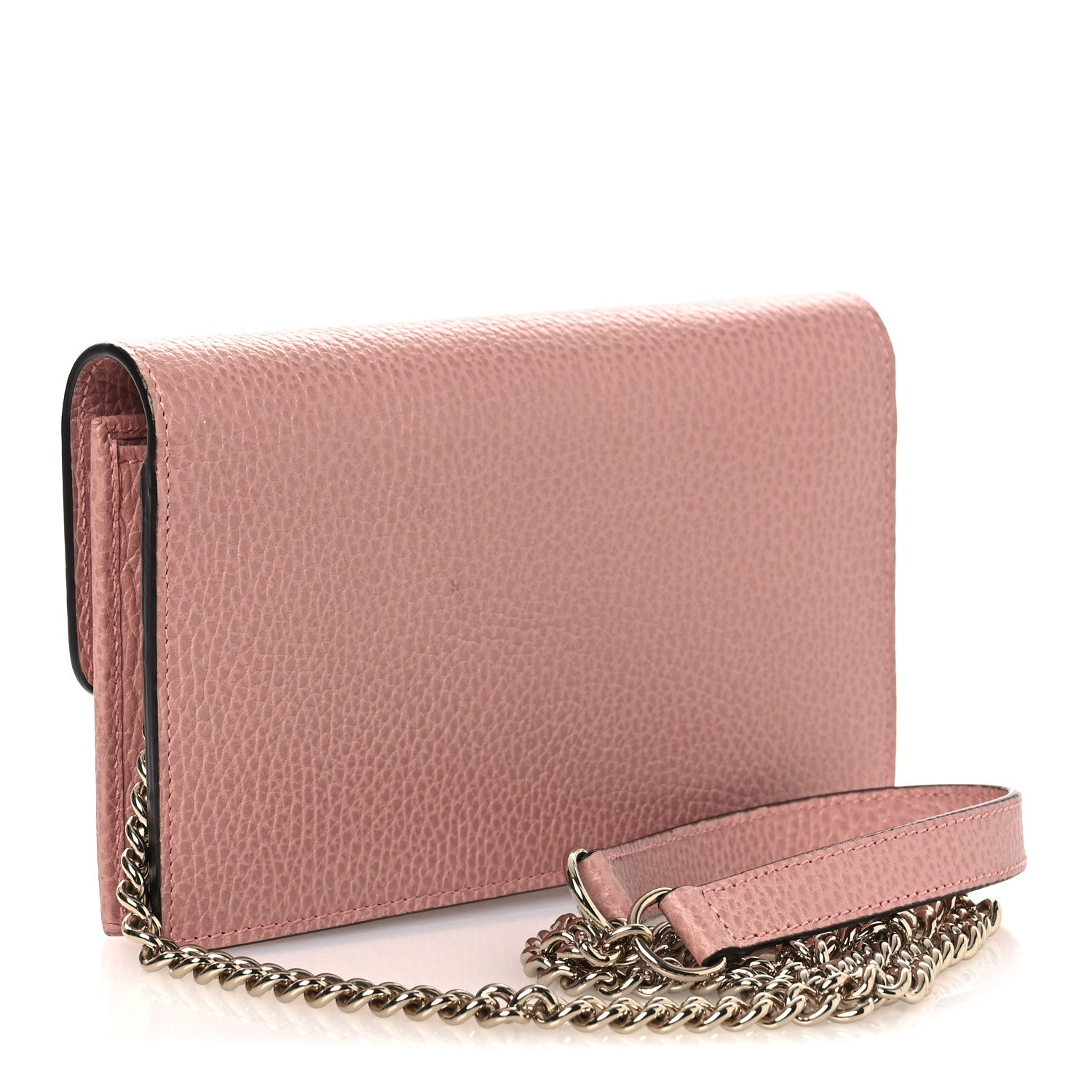 Dollar Calfskin Interlocking G Chain Wallet Soft Pink