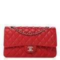 Caviar Quilted Medium Double Flap Red