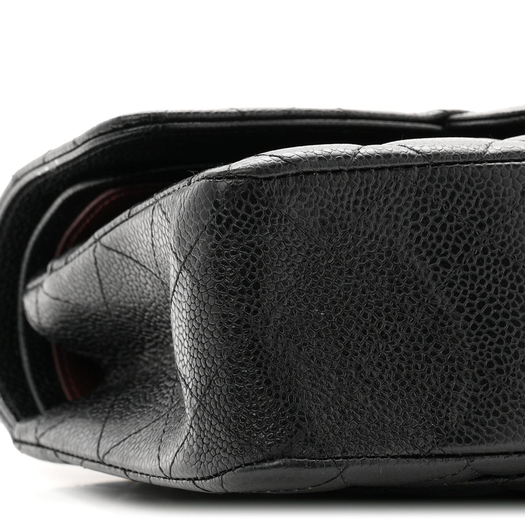 Caviar Quilted Small Double Flap Black
