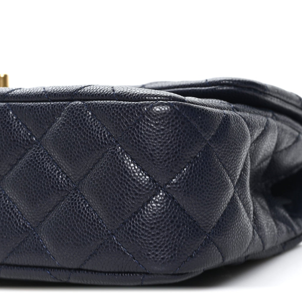 Caviar Quilted Small Handy CC Flap Navy