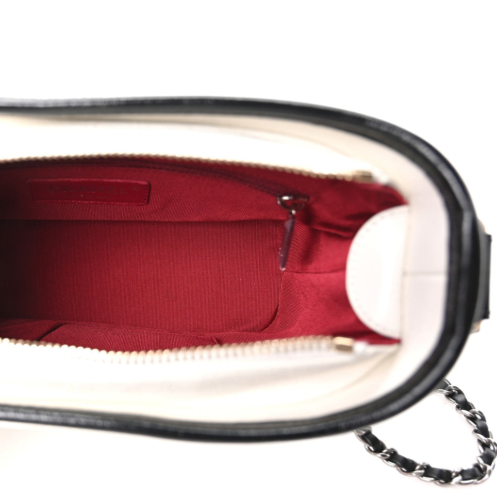Aged Calfskin Quilted Small Gabrielle Hobo Black White