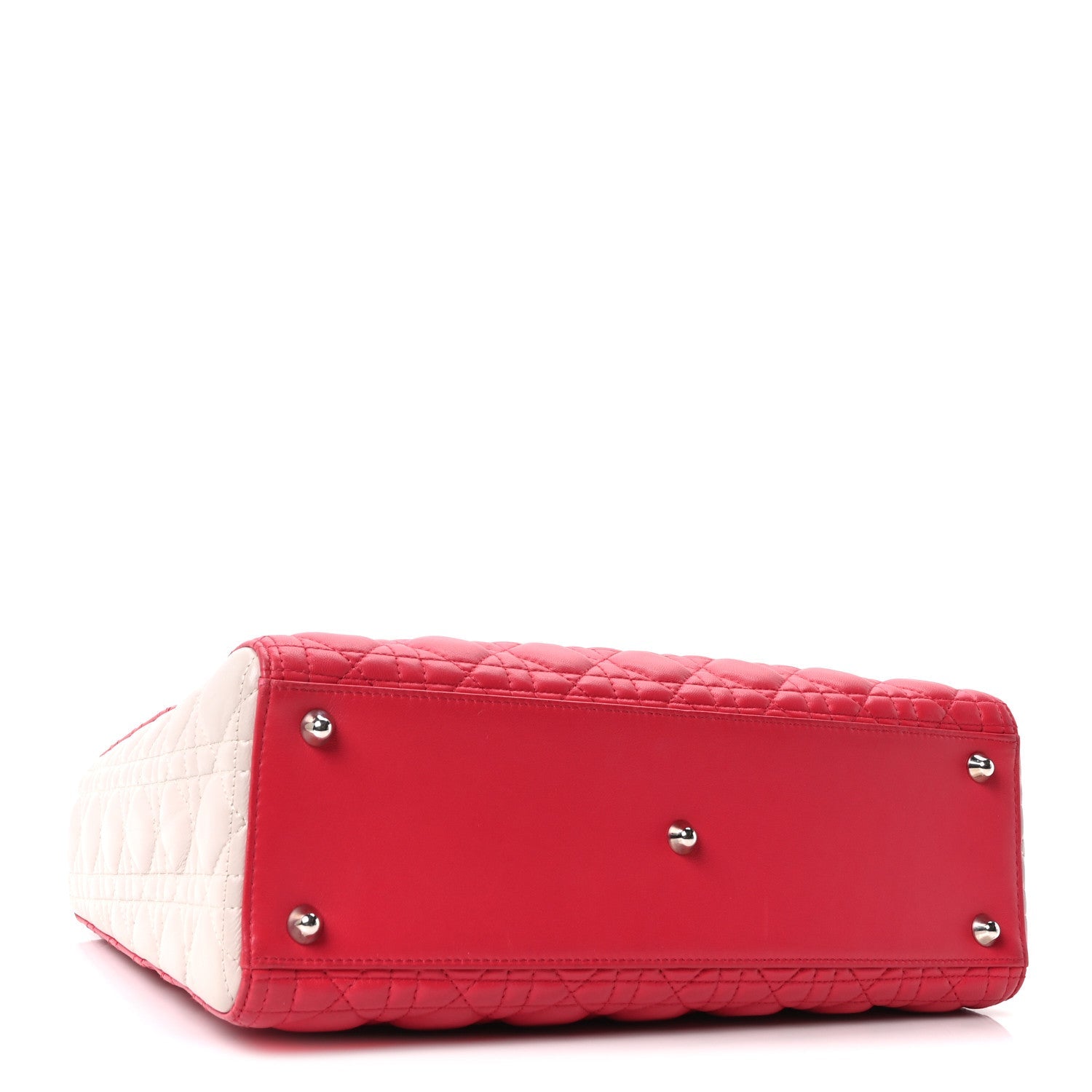 Lambskin Cannage Large Bi-Color Lady Dior Coral Beige