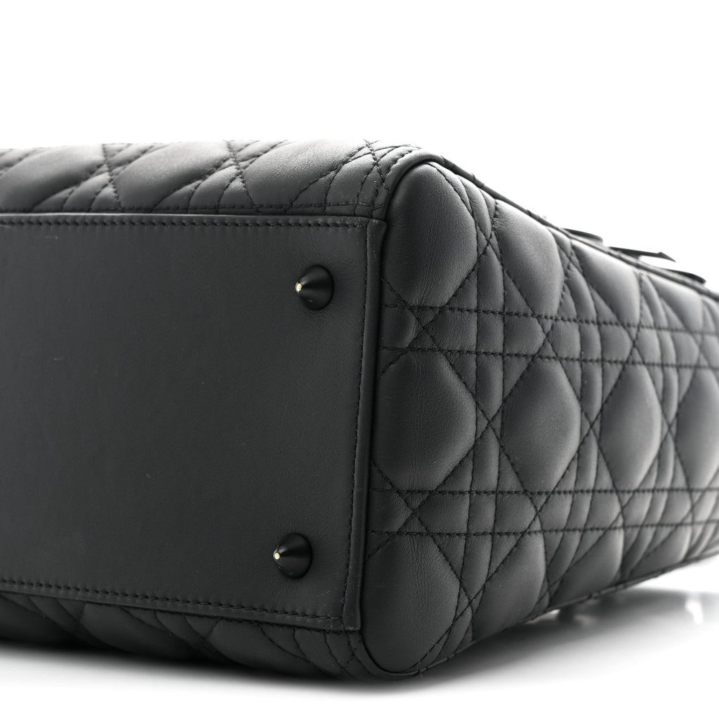 Ultra Matte Calfskin Cannage Medium Lady Dior Black