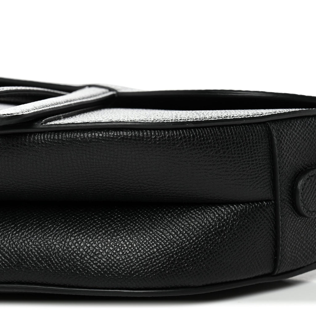 Grained Calfskin Saddle Bag With Strap Black