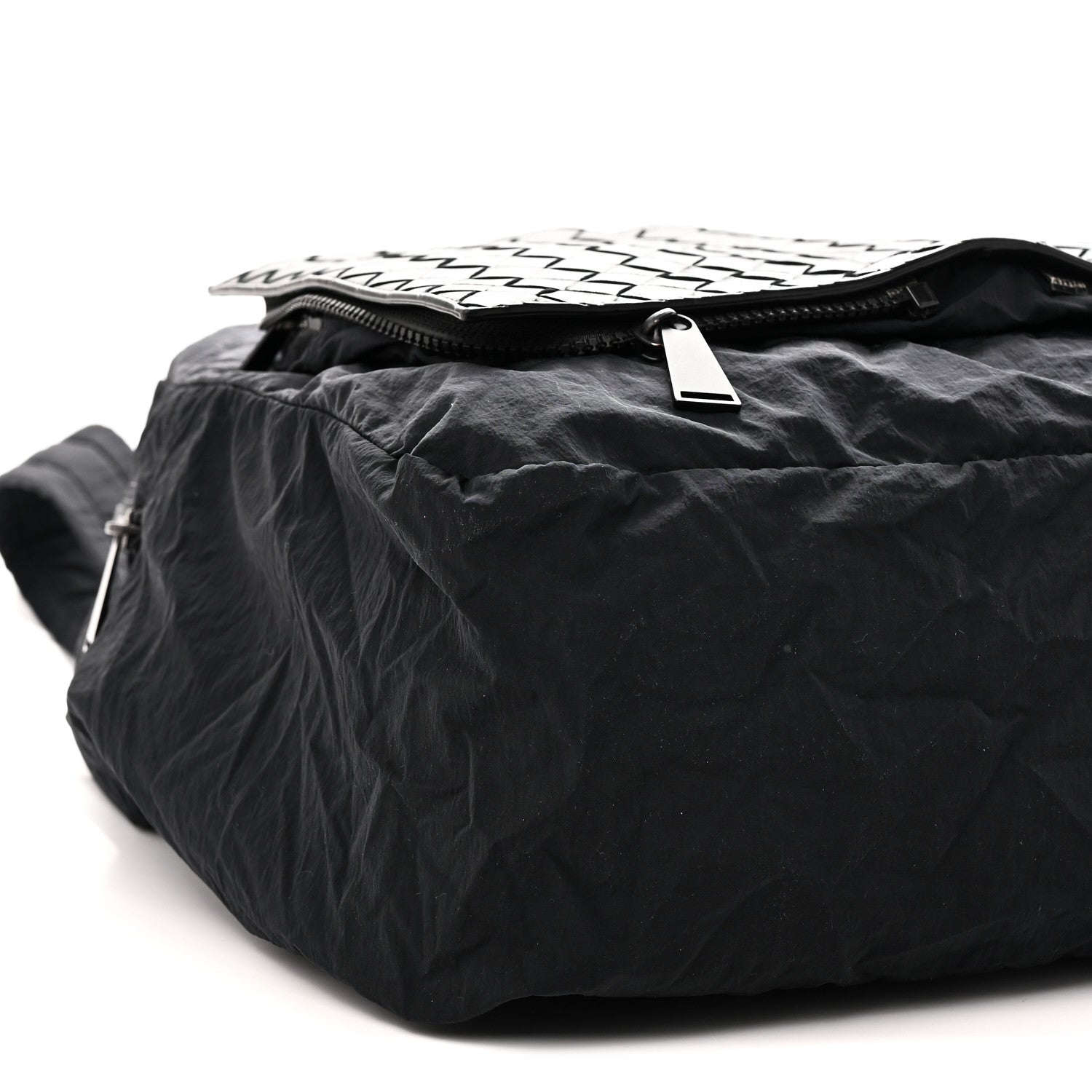 Nappa Nylon Intreccio Packable Backpack Black