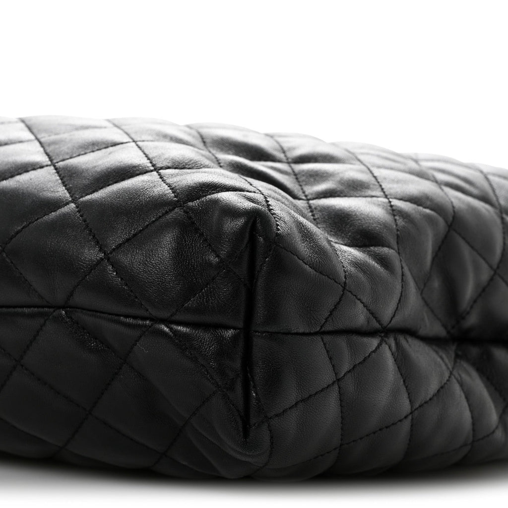 Lambskin Quilted Maxi Icare Shopping Tote Black