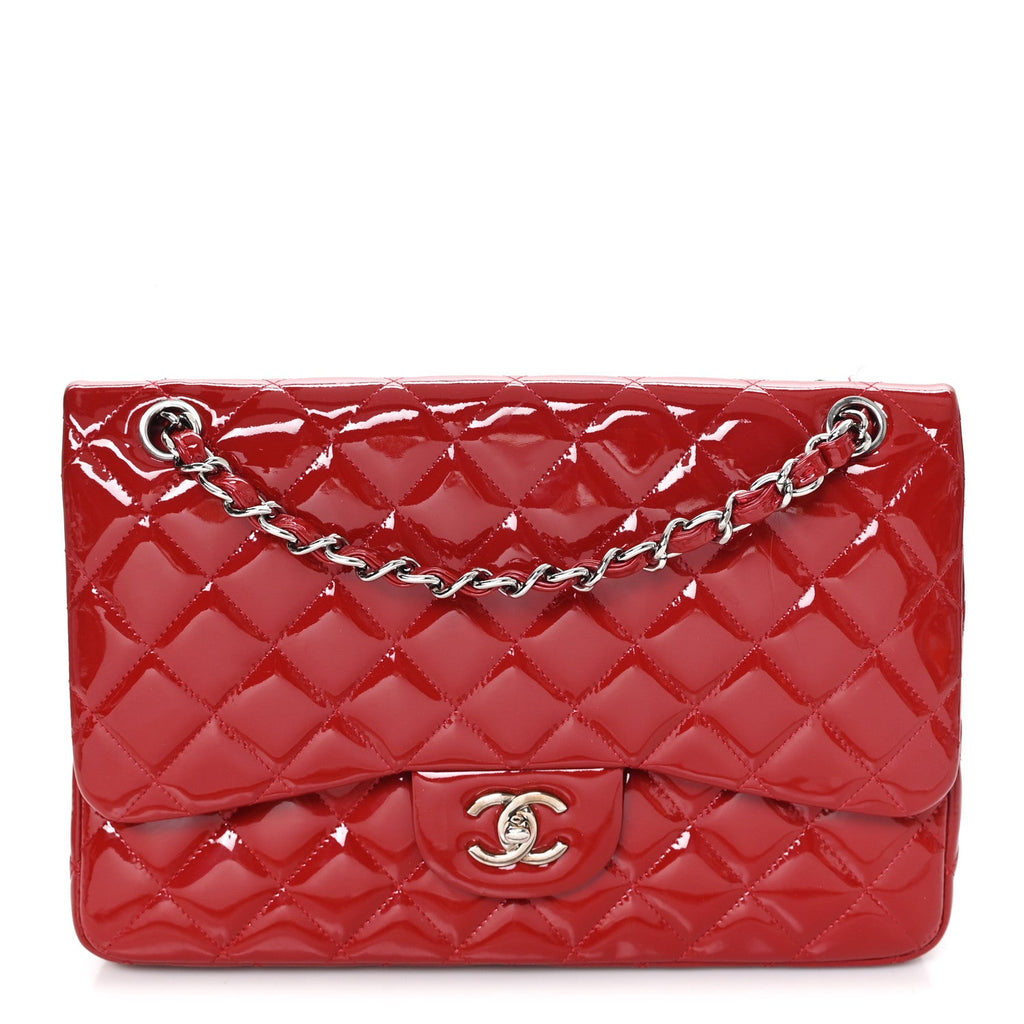Patent Quilted Jumbo Double Flap Red