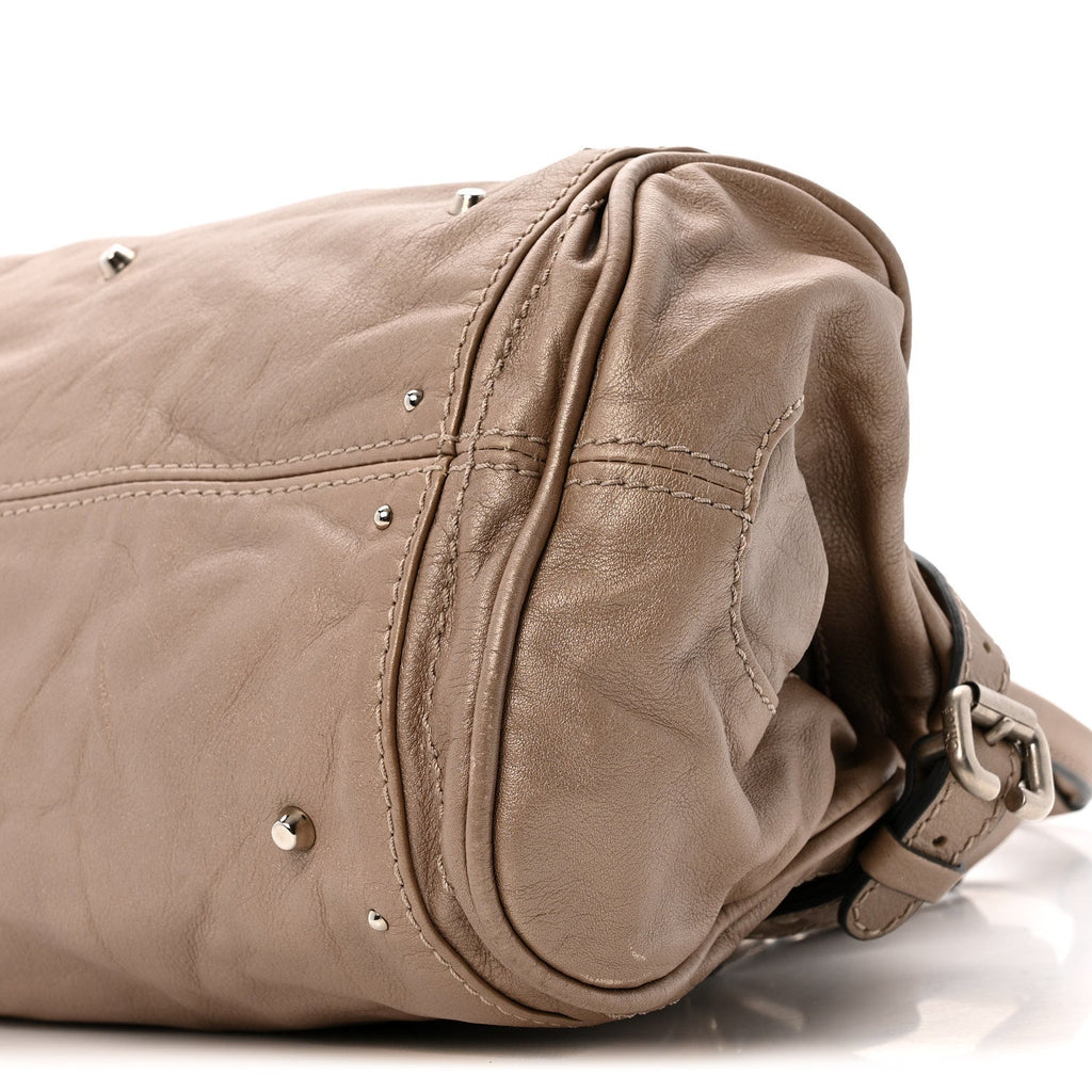 Metallic Calfskin Medium Paddington Satchel Taupe