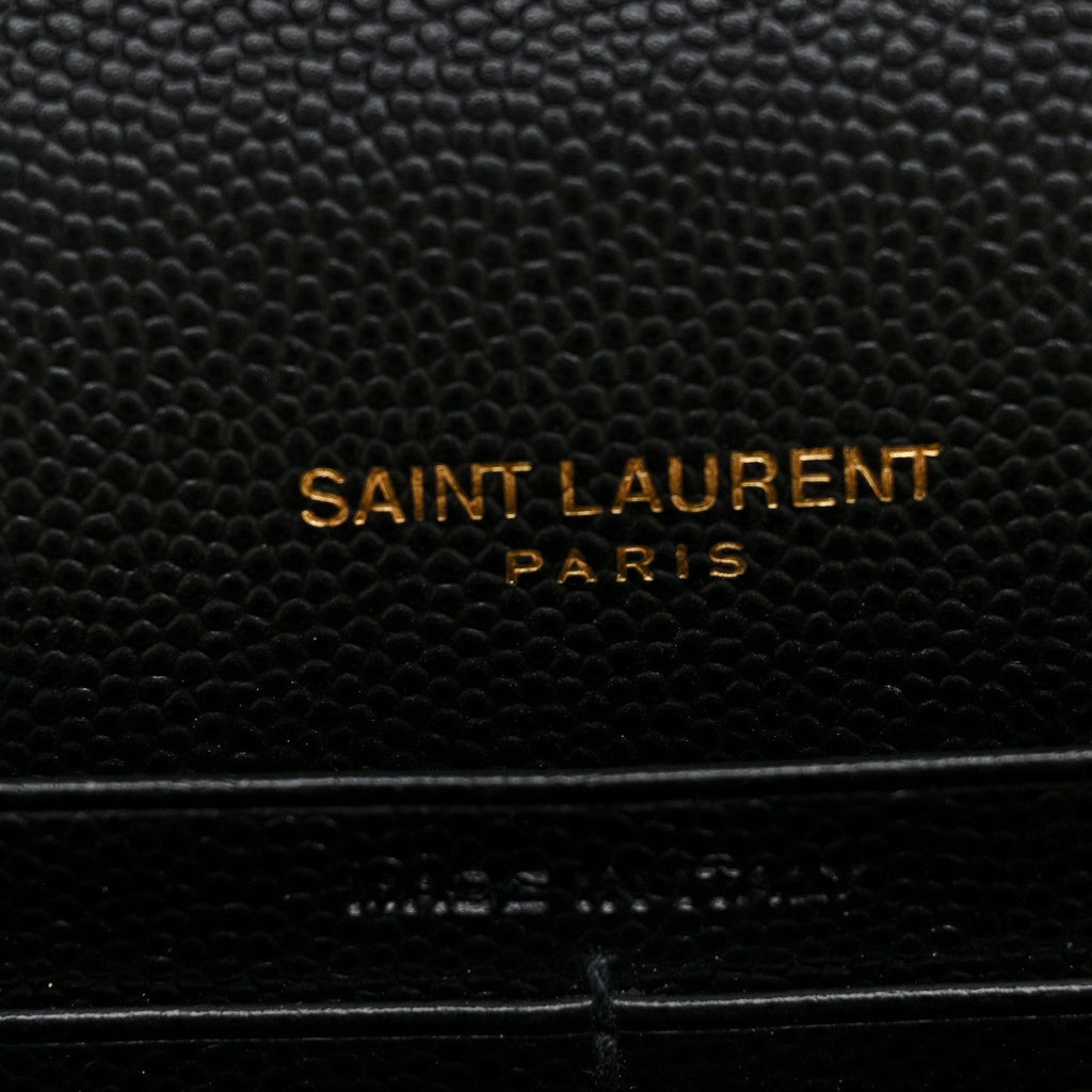 Grain De Poudre Matelasse Chevron Monogram Chain Wallet Black
