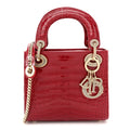 Alligator Crystal Mini Lady Dior Red