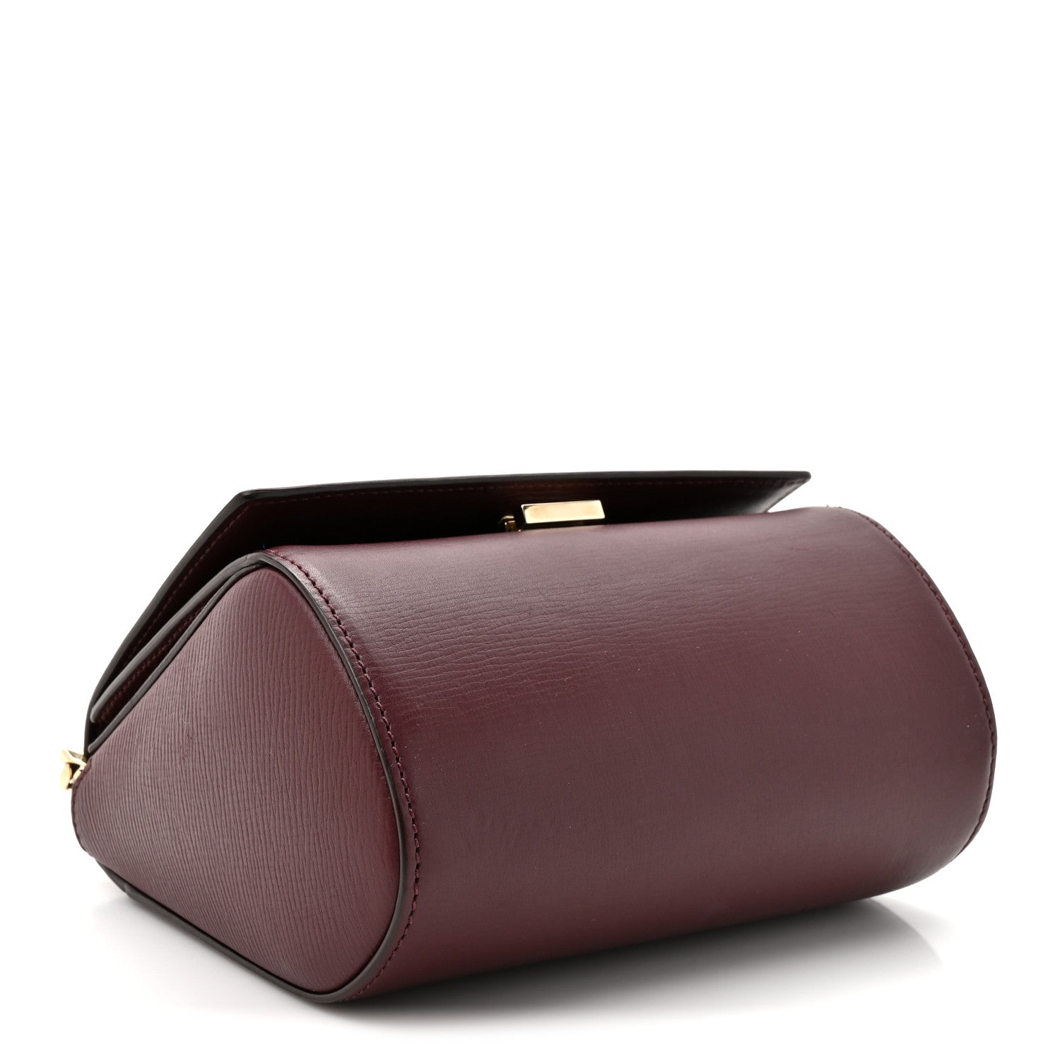 Textured Calfskin Mini Pandora Box Chain Crossbody Bag Oxblood
