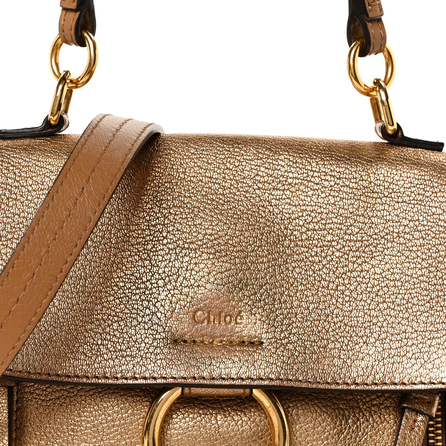 Metallic Calfskin Mini Faye Day Shoulder Bag Gold