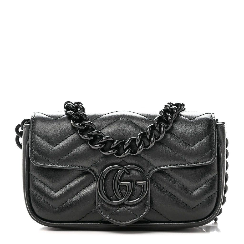 Calfskin Matelasse Monochrome GG Marmont Chain Belt Bag Black