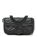 Calfskin Matelasse Monochrome GG Marmont Chain Belt Bag Black