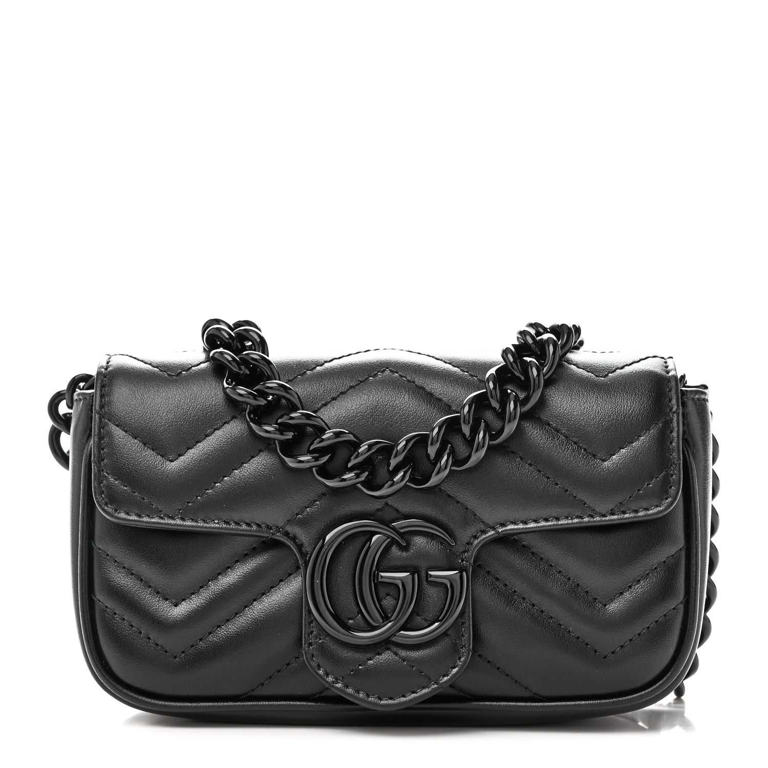 Calfskin Matelasse Monochrome GG Marmont Chain Belt Bag Black