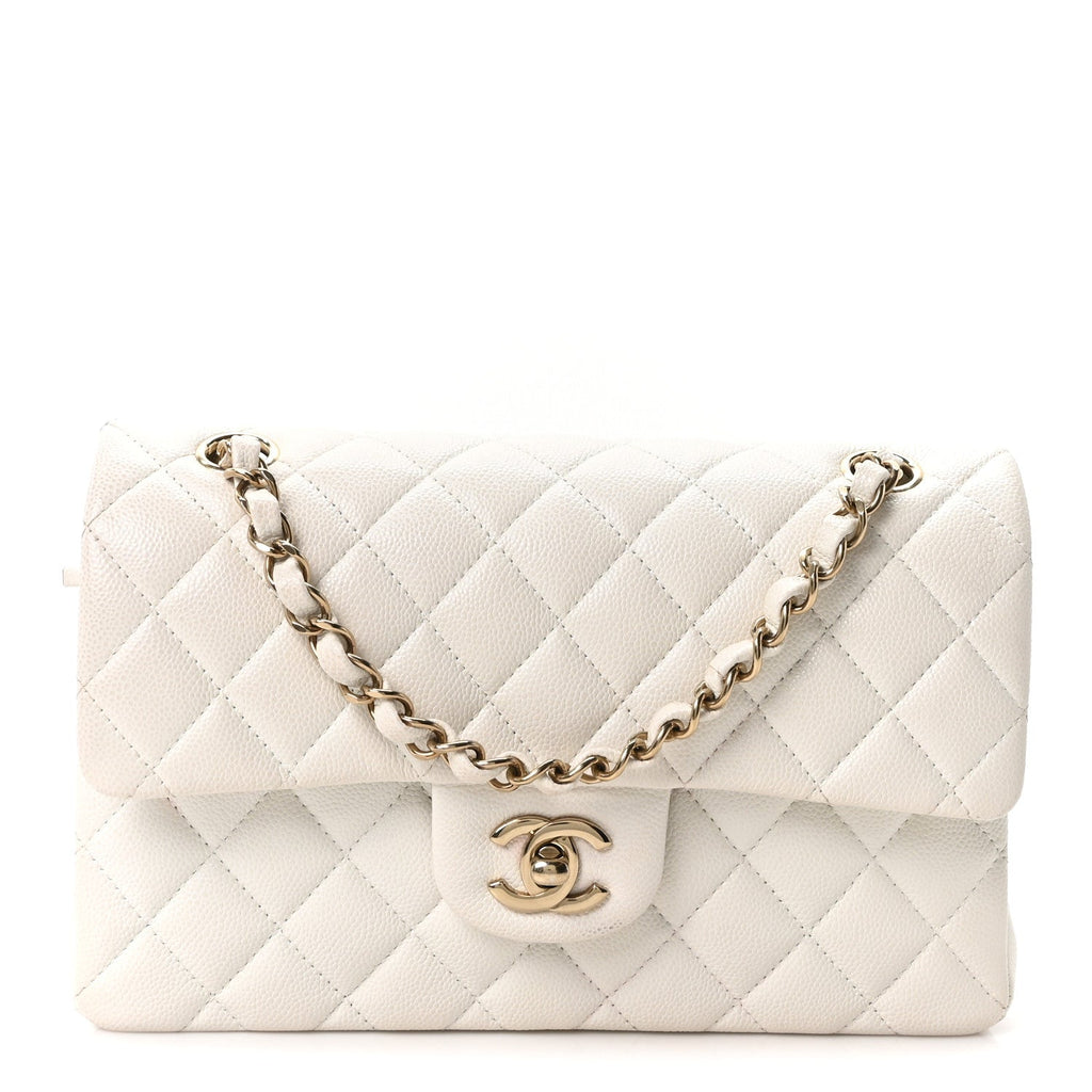 Caviar Quilted Small Double Flap White