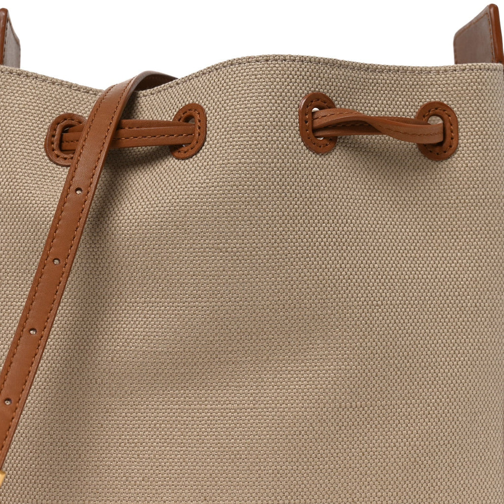Canvas Calfskin Small Bucket Bag Desert Dust Brick
