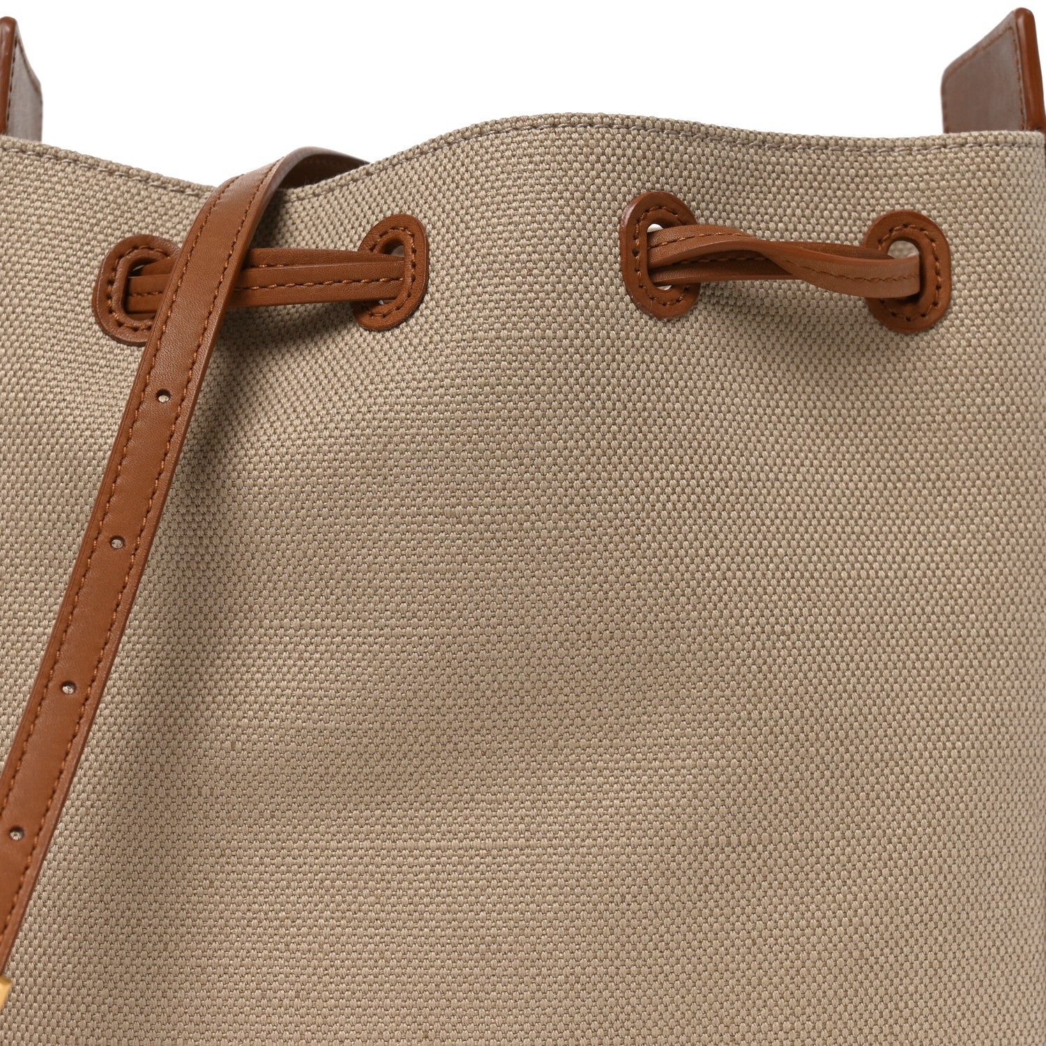 Canvas Calfskin Small Bucket Bag Desert Dust Brick