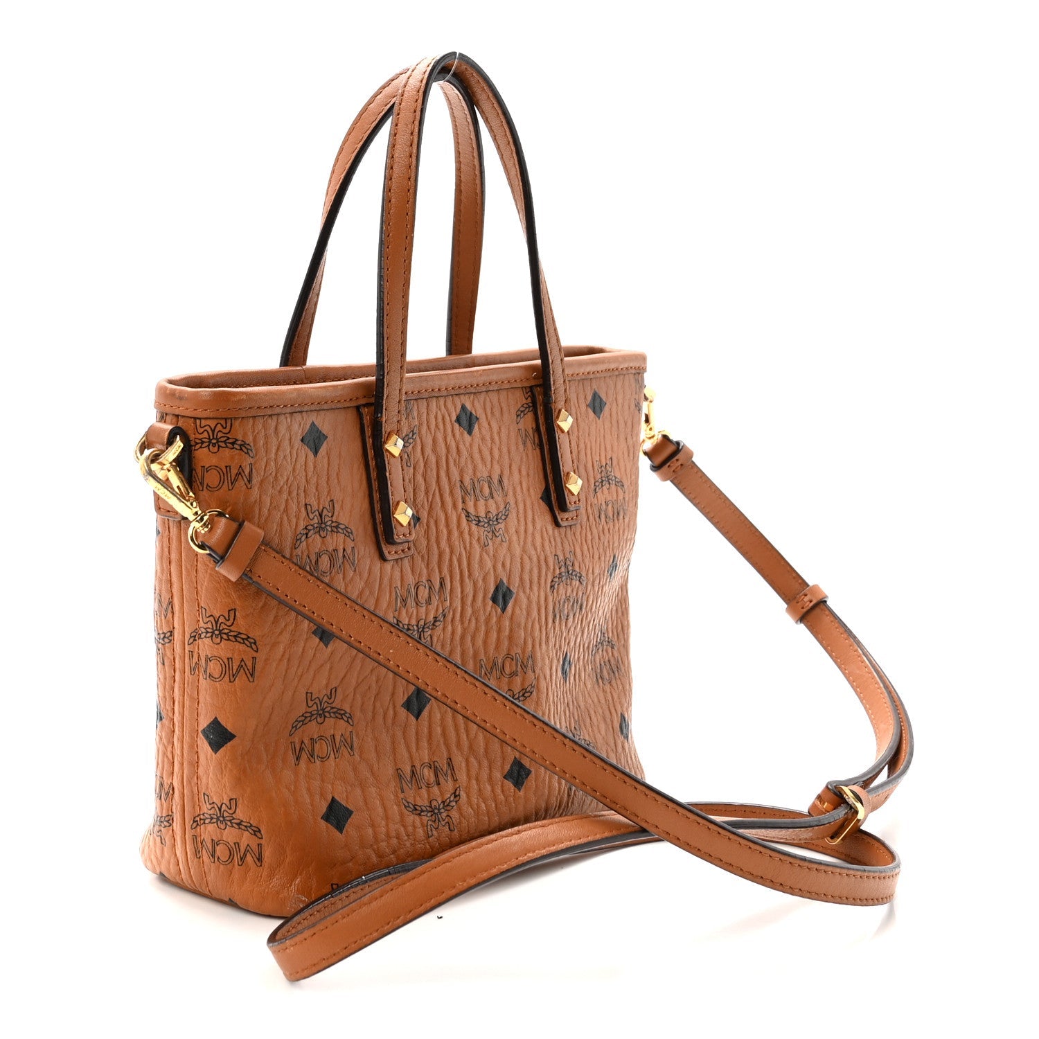 Visetos Mini Anya Top Zip Shopper Tote Cognac