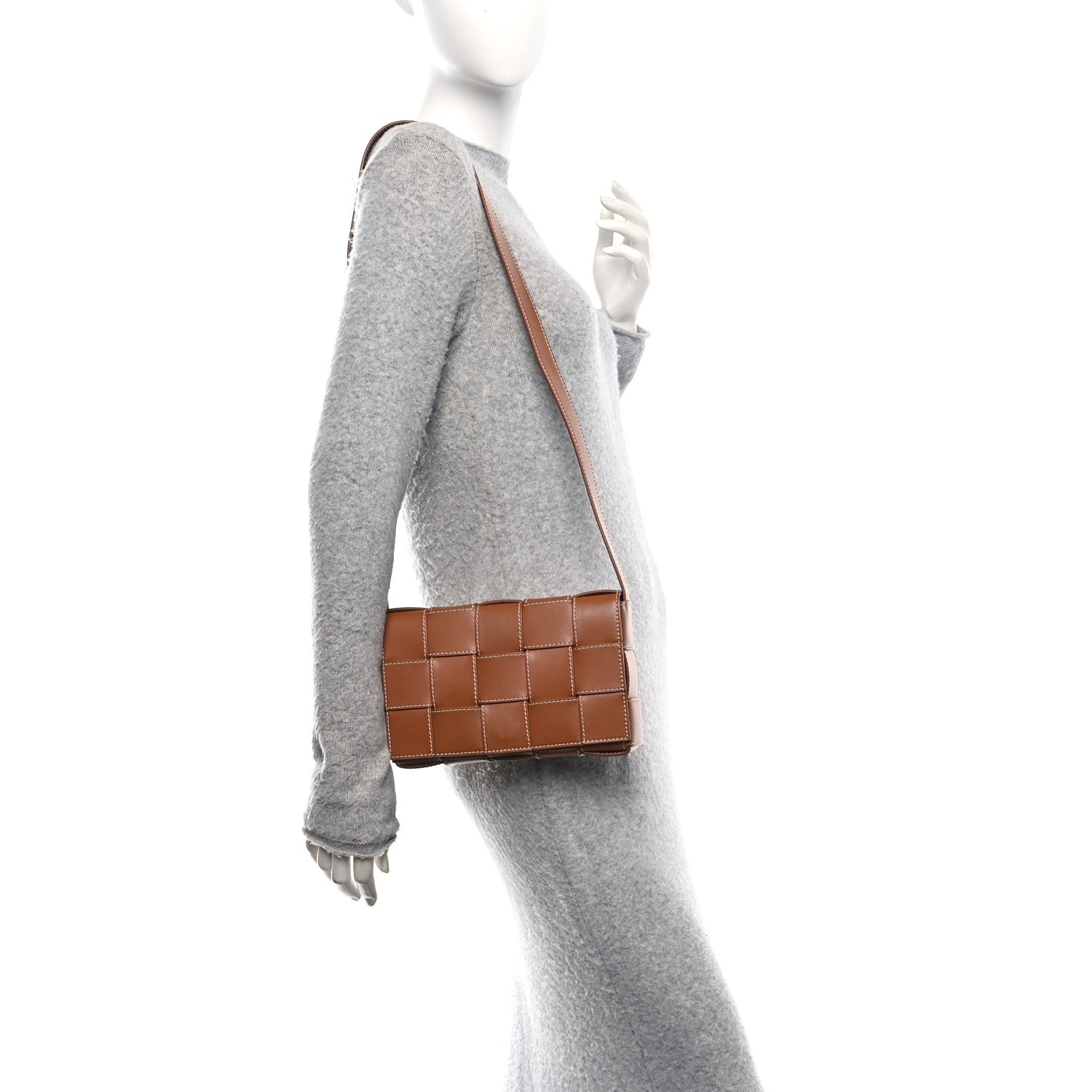 Lambskin Maxi Intrecciato Edge Stitch Cassette Crossbody Bag Wood