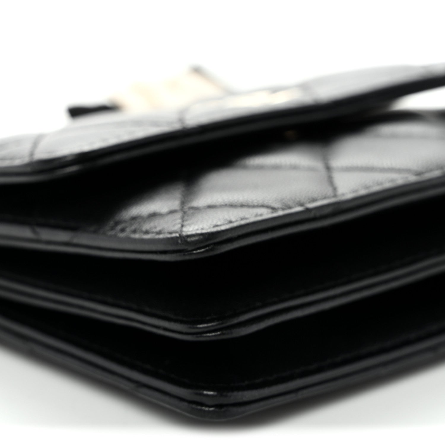 Lambskin Quilted My Chanel Lady Card Holder On Chain Black
