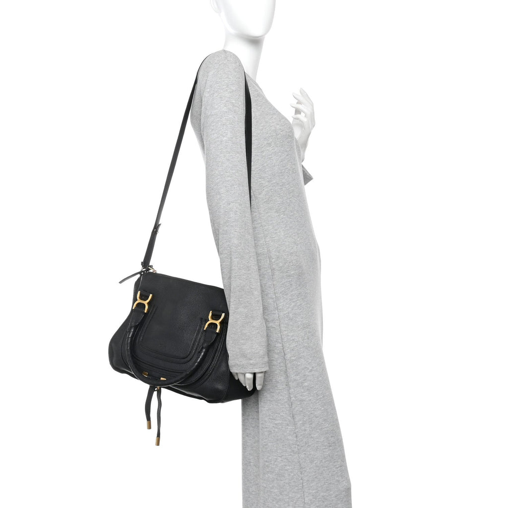 Calfskin Medium Marcie Satchel Black