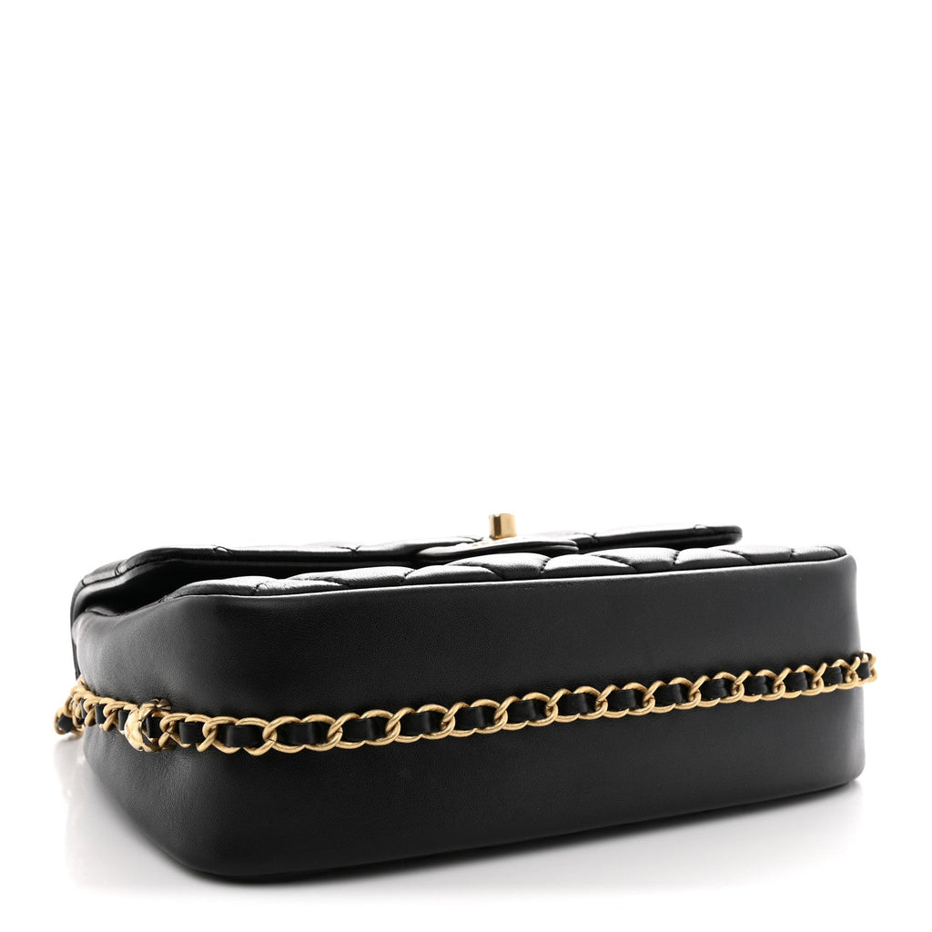 Lambskin Quilted CC Medium Dynasty Flap Black