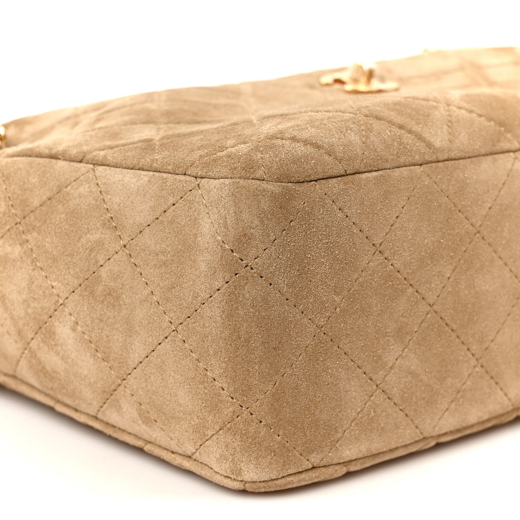 Suede Quilted Camerissimo Camera Case Dark Beige