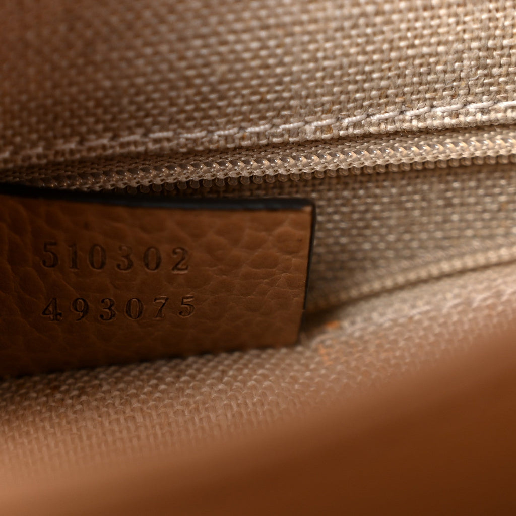 Dollar Calfskin Interlocking G Top Handle Shoulder Bag Camelia