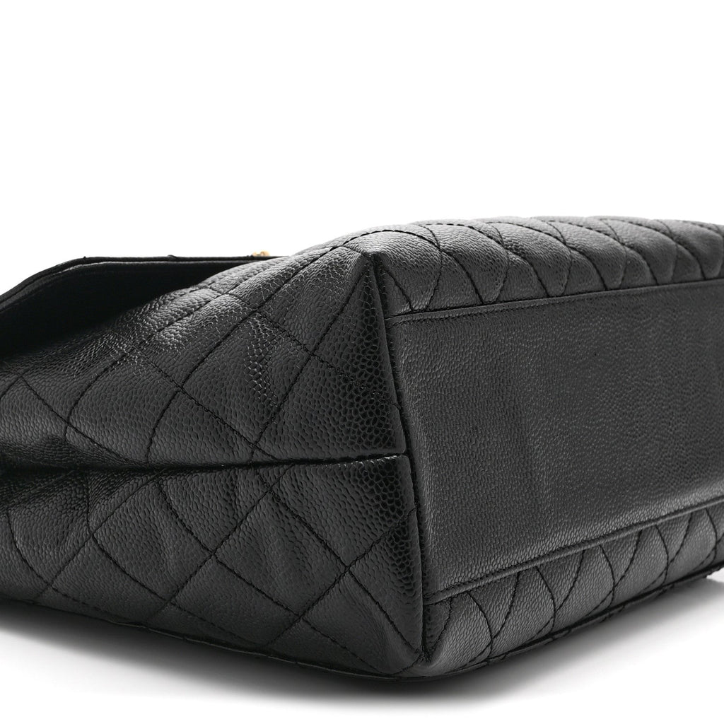 Caviar Quilted Jumbo Kelly Flap Black