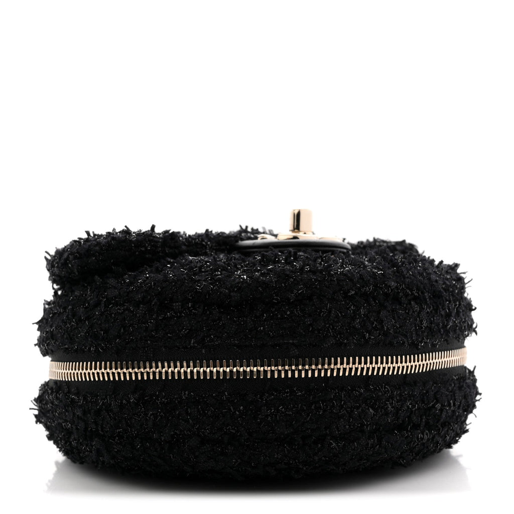 Tweed Coco Beach Barrel Shoulder Bag Black