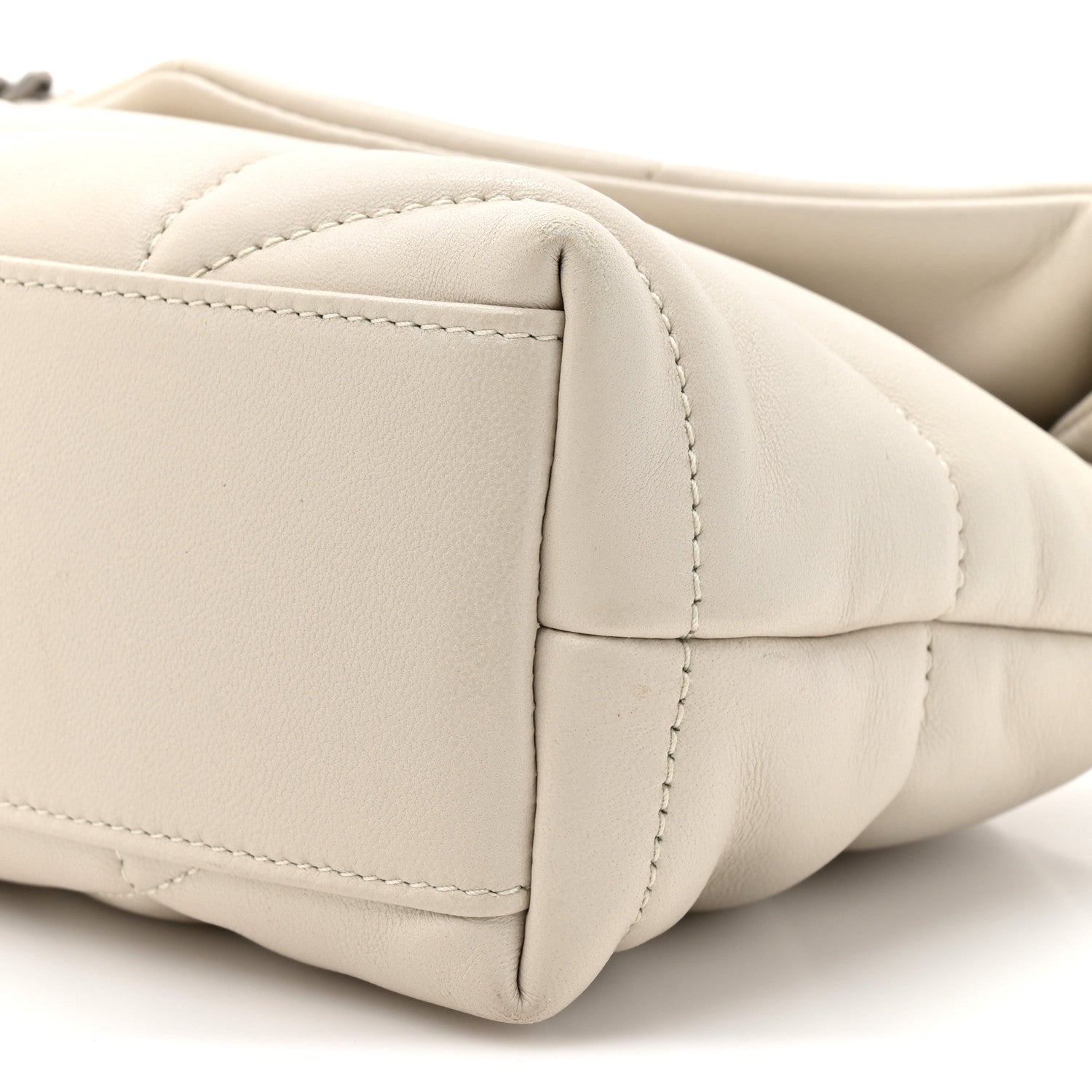 Lambskin Quilted Toy Loulou Puffer Monogram Chain Satchel Crema Soft
