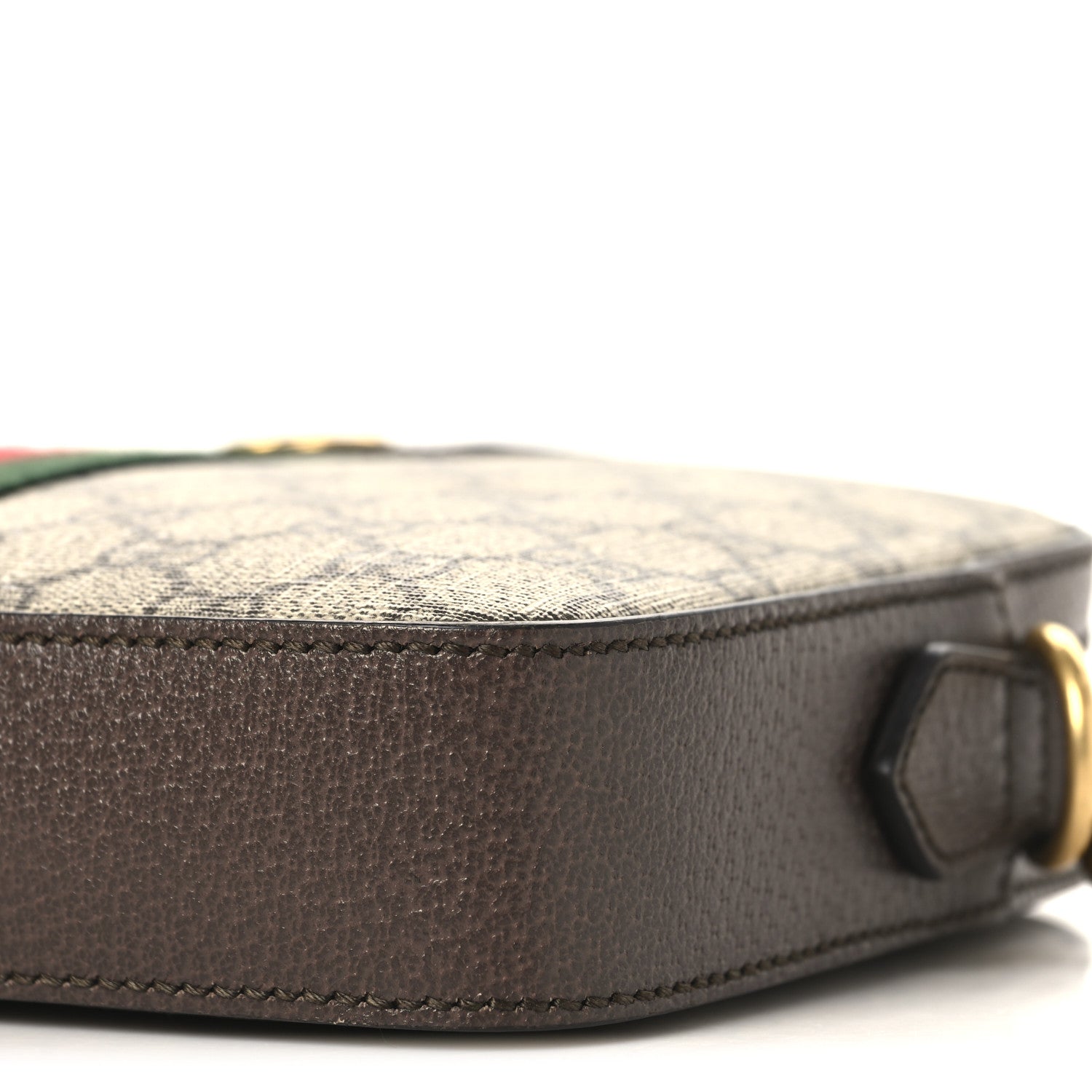 GG Supreme Monogram Textured Dollar Calfskin Web Ophidia Wristlet Shoulder Bag Beige Ebony New Acero