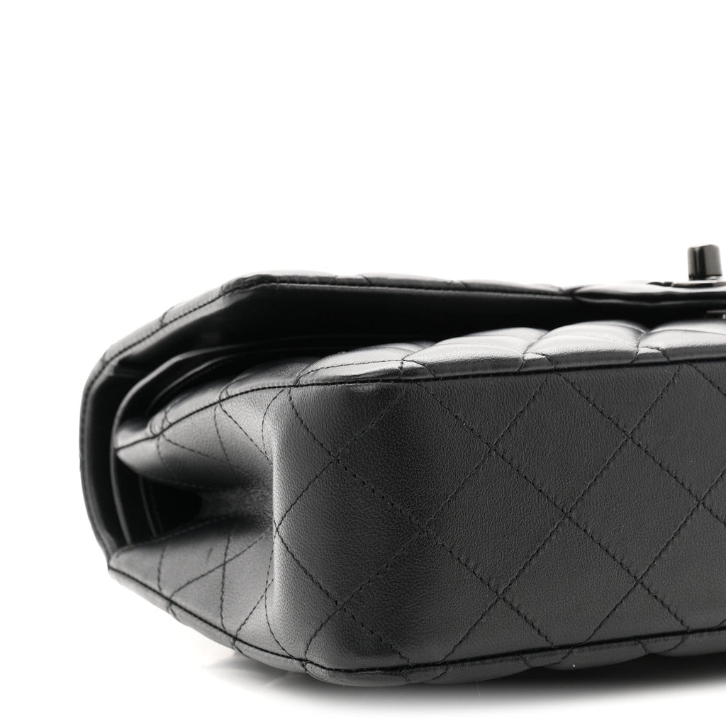 Lambskin Quilted Medium Double Flap So Black
