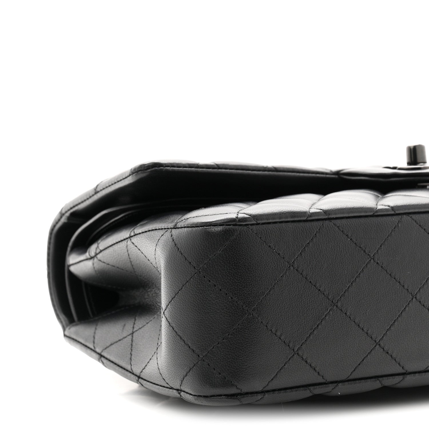 Lambskin Quilted Medium Double Flap So Black