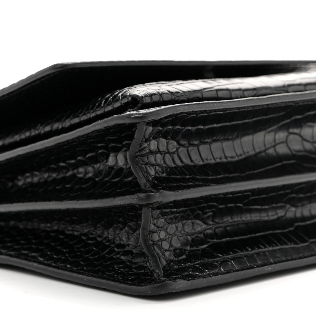Calfskin Crocodile Embossed Medium Monochrome Monogram Sunset Black