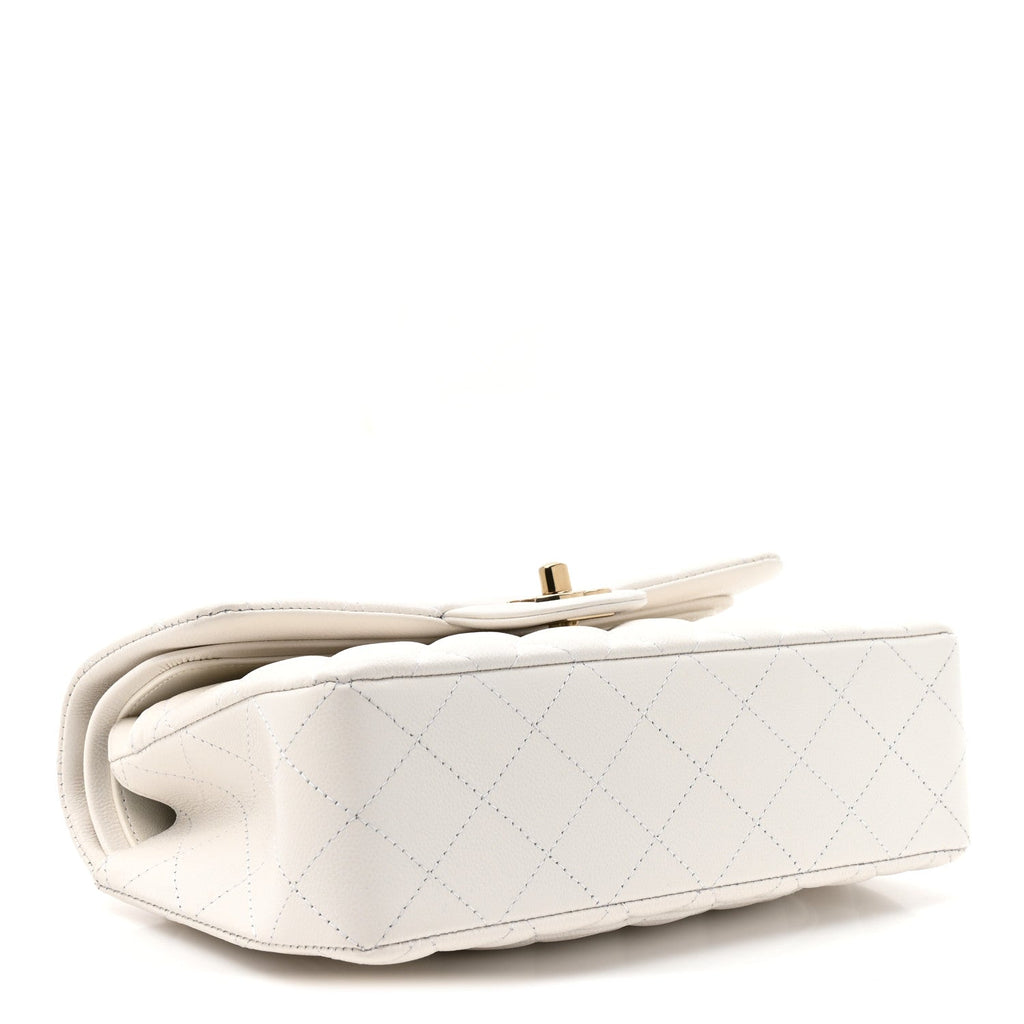 Caviar Quilted Small Double Flap White