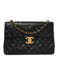 Lambskin Quilted XL Jumbo Single Flap Black