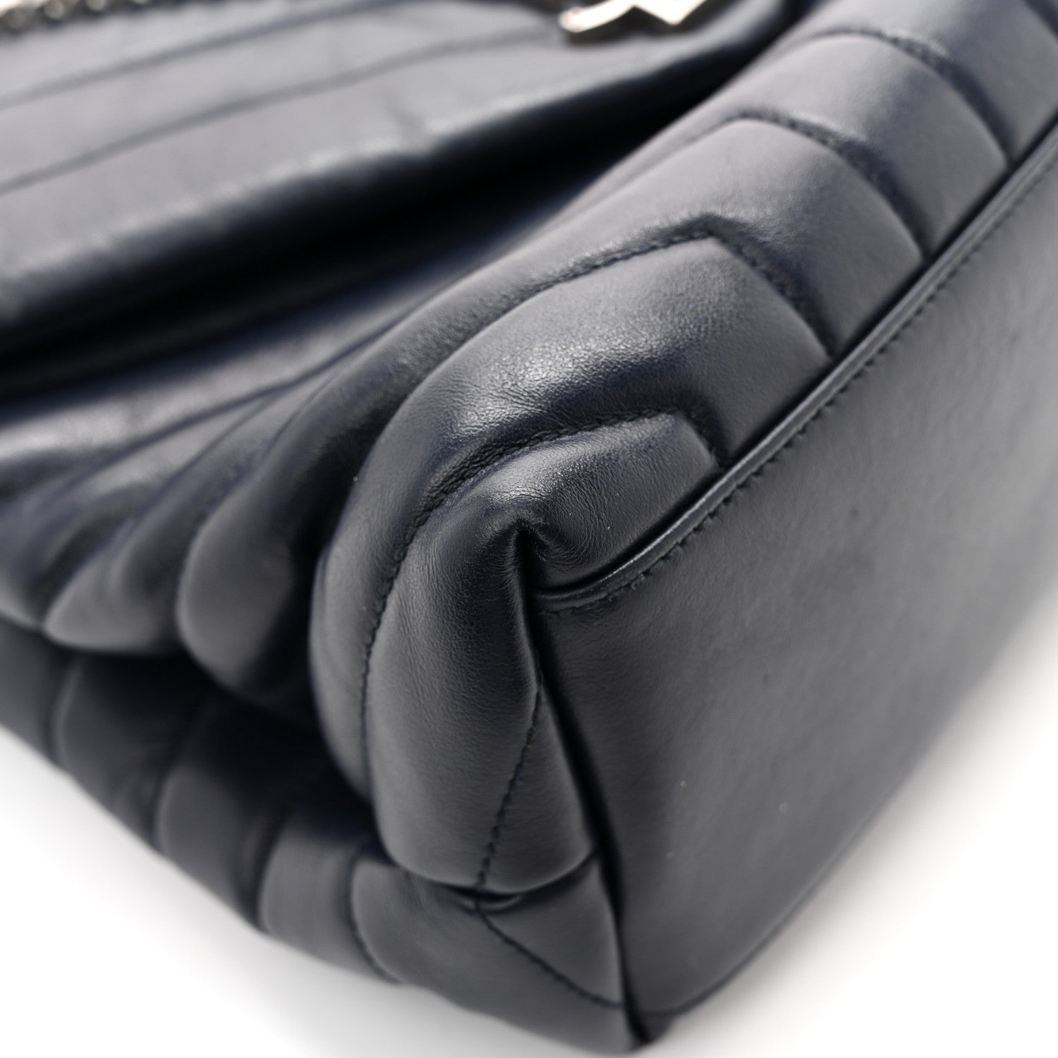 Calfskin Y Quilted Monogram Medium Loulou Chain Satchel Medium Blue