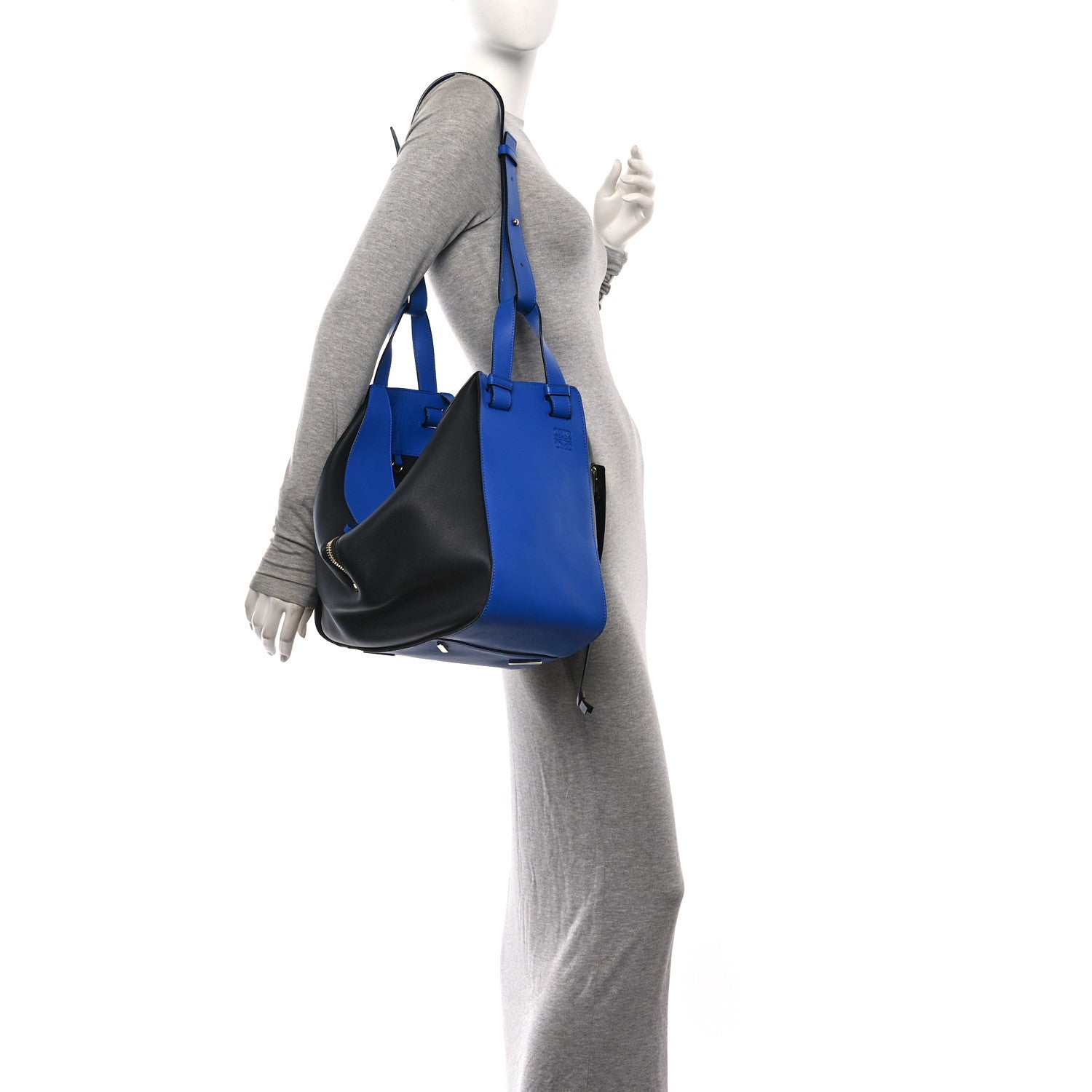 Calfskin Medium Hammock Shoulder Bag Electric Blue Black