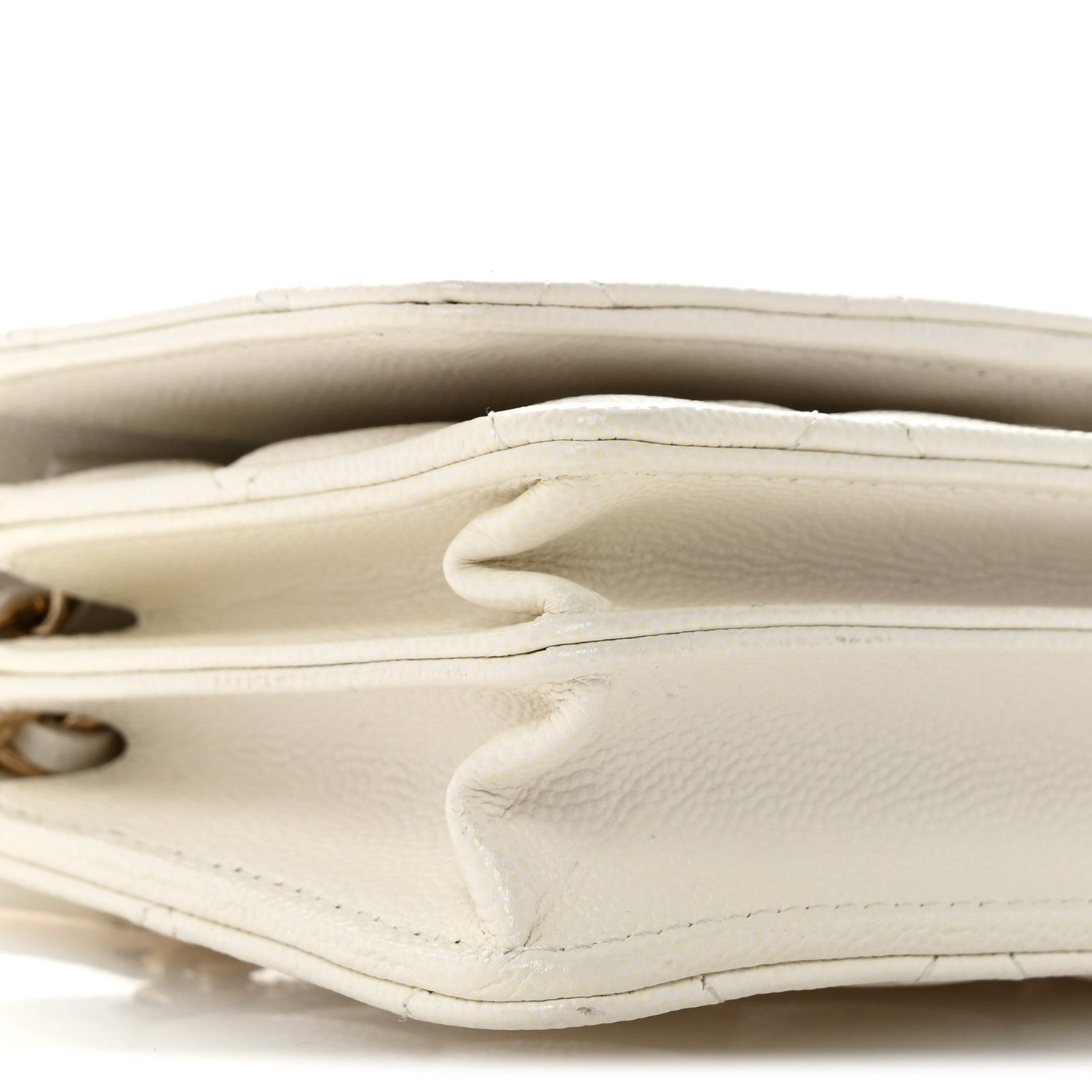 Caviar Quilted Mini Wallet On Chain WOC White