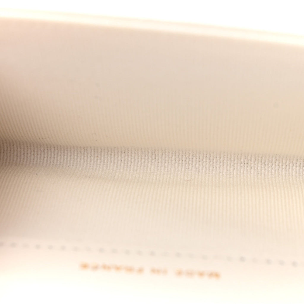 Caviar Quilted Flap Card Holder Wallet White